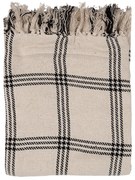 Béžový bavlnený pléd s čiernym dekorom Diamonds - 125*150 cm