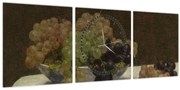 Obraz - Henri Fantin-Latour, Still Life with Grapes and a Carnation, reprodukcia (s hodinami) (90x30 cm)