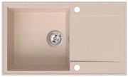 Sink Quality Sink55, kuchynský granitový drez 780x460x215 mm + chrómový sifón, béžová, SKQ-SINK.P.1KDOL.X
