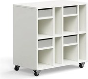 Študentská úložná skrinka CASPER, 4 zásuvky, 8 priehradiek, biela, šedá