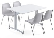 Zostava nábytku SANNA + SIERRA, 1 stôl a 4 stoličky, šedá/chróm