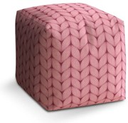 Taburet Cube ružové pletenie z vlny, ružová