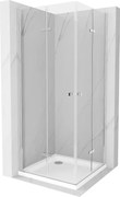 Mexen Lima Duo skladací sprchový kút 90 x 90 cm, transparentný, chróm + sprchová vanička Flat - 856-090-090-01-02-4010