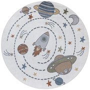 Koberec BONO 8288 vesmír / planéty, krémový / antracitový, kruh