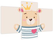 Obraz - Medvedík s korunkou (90x60 cm)