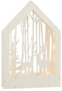 Drevená svietiaca dekorácia jeleň v lese - 24*5*34 cm