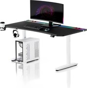 Elektrický herný stôl RGB s držiakmi, čierno-biely, 160 cm: Diablo X-Forge 1600