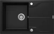 Deante Andante Flush, granitový drez 780x490x194 mm, 3,5" + priestorovo úsporný sifón, 1-komorový, čierna, ZQN_N11F