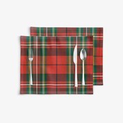 Goldea vianočné prestieranie na stôl 100% bavlnené plátno - červené káro - sada 2ks 30 x 40 cm