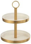 Bielo - zlatý 2-poschodový etažér Mini Cake - Ø 13*17 cm