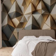 Fototapeta - Béžový 3D vzor so zlatom (147x102 cm)