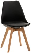 Stolička Linares - plast, drevené nohy natura - Čierna