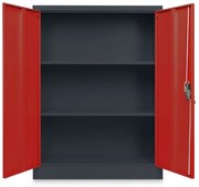 Stredná univerzálna kovová skriňa 90 x 40 x 120 cm, cylindrický zámok, červená - ral 3000