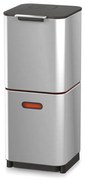 Oceľový odpadkový kôš na triedený odpad v striebornej farbe 40 l Totem Compact – Joseph Joseph