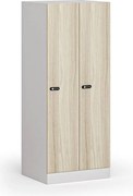 Šatníková skrinka S1 znížená, 2 oddiely, 1500 x 600 x 500 mm, mechanický kódový zámok, laminované dvere, dub prírodný