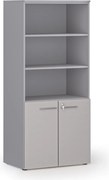 Kombinovaná kancelárska skriňa PRIMO GRAY, nízke dvere, 800 x 500 x 1781 mm, sivá
