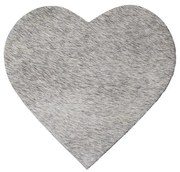 Šedý podtácek v tvare srdca z hovädzej kože - 15,5 * 14 * 0,3 cm
