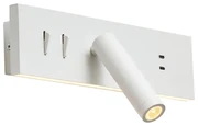 Nástenná lampa biela nastaviteľná s USB-C vrátane LED - Modric