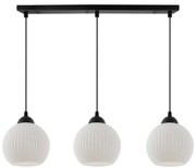 Závesné svietidlo Riffle Round, 3x biele sklenené tienidlo, b