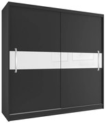 Šatníková skriňa 200 cm Belini čierny mat s posuvnými dverami SI SZP1/2/B/B/W/UU
