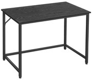 Písací stôl, malý kancelársky stôl s kovovým rámom, čierny