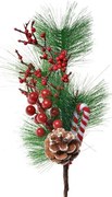 Dekorácia zápich vianočná vetvička so šiškou - 12*9*39 cm