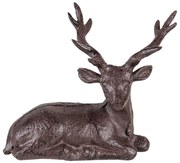 Hnedo čierna kovová dekoratívne soška jeleňa - 15 * 9 * 15 cm