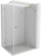 Mexen Lunar T, výklopný sprchový kút pravý 130 x 80 cm, 8mm číre sklo, zlatý profil, 834T-130-080-50-00-P