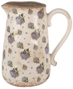 Béžový keramický džbán s modrými kvetmi orgovánu Bolly L - 21*15*23 cm