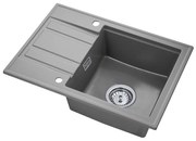 Gamma Modern 6040, 1-komorový granitový drez 580x420x185 mm s krátkym odkvapkávačom, šedá, GMA-ZM-6040-G