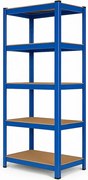 Regál 180x90x40 cm lakovaný 5-policový, nosnosť 875 kg - modrý