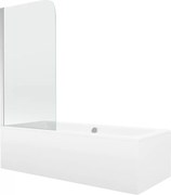 Mexen Cube obdĺžniková vaňa 180 x 80 cm s obkladom a 1-krídlovou sprchovou zástenou 70 cm, transparentnéné, chrómová