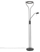 Moderná stojaca lampa čierna s ramenom na čítanie vrátane LED a stmievača - Divo