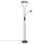 Moderná stojaca lampa čierna s ramenom na čítanie vrátane LED a stmievača - Divo