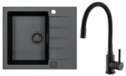 ALVEUS SETA23230 - Kuchynský drez CADIT+drezová batéria MINTAS 34cm granit/čierna