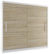 Šatníková skriňa 200 cm Belini biely mat / dub sonoma s posuvnými dverami SI SZP1/2/W/DS/0/AL