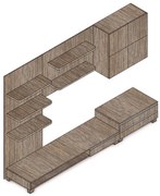 Obývací stěna 300x59x210 cm, barva noce