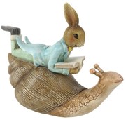 Dekorácia ležiace králik s knihou na slimáky - 16 * 8 * 14 cm