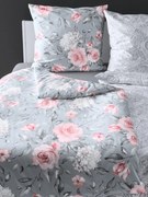 Bierbaum obliečka bavlnený satén 3676 Grey Roses - 140x200 / 70x90 cm