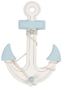 Modro-biela drevená dekorácia kotva Anchor Nautic - 22*5*33 cm