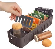 Orion Úložný box s priehradkami, stohovateľný, sivý, NIKI (4 priehradky), 32 x 10 x 7 cm