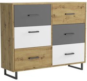 Komoda Bari 6S dub artisan/grafit/biela