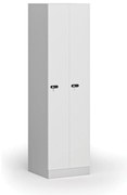 Kovová šatníková skrinka S1 zúžená, 2 oddiely, 1850 x 500 x 500 mm, demont, mechanický kódový zámok, laminované dvere, biela