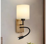 Brilagi -LED Flexibilná nástenná lampa NUBILA WOOD 1xE27/25W/230V + LED/3W dub/čierna/krémová