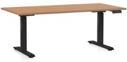 Výškovo nastaviteľný stôl OfficeTech D, 160 x 80 cm, čierna podnož, buk