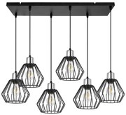 Závesné svietidlo Nuvola 4, 6x čierne drôtené tienidlo, ch