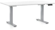 Výškovo nastaviteľný stôl OfficeTech D, 120 x 80 cm, sivá podnož, biela
