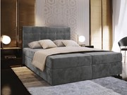 Čalúnená posteľ boxspring GLORIEN VELVET 140x200 cm sivá Matrac: Matrac Bonell pružinový