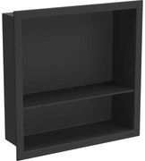 Mexen X-Wall-R, polička na zapustenie na obklad s golierom 30 x 30 cm, čierna matná, 1970303010S