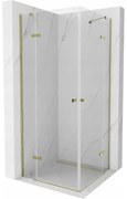 Mexen Roma Duo, sprchovací kút  80 (dvere) x 80 (dvere) cm, 6mm číre sklo, zlatý profil, 854-080-080-50-00-02